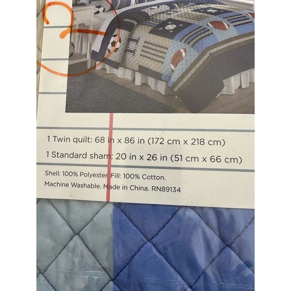 New Quilt Twin Sports Football Soccer Baseball Lara Hart